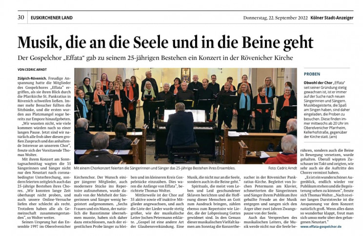 Zeitungsbericht Kölner Stadtanzeiger